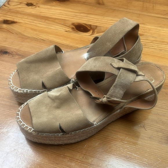 Sarto by Franco Sarto Tan leather Espadrilles with Wedge Heel and Ankle Strap 9M - Picture 3 of 10